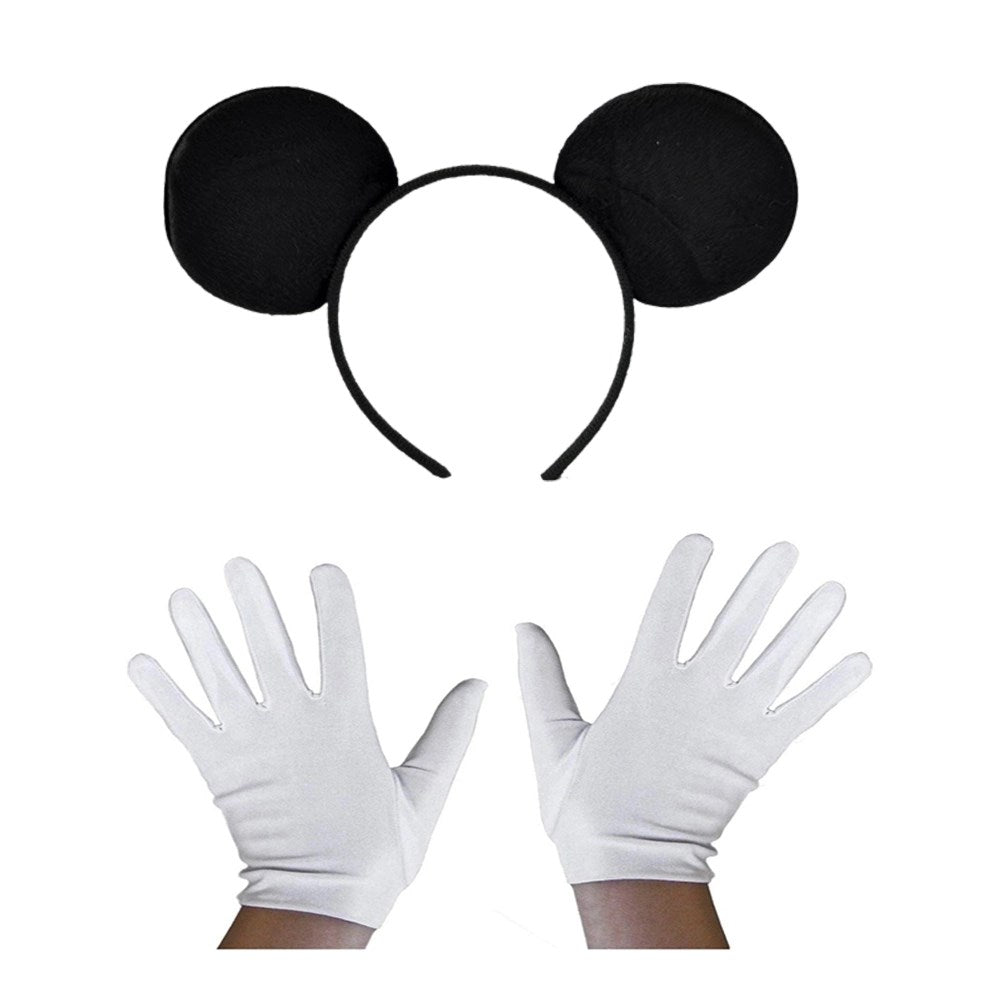 Mey İthalat® Siyah Mickey Mouse Tacı ve Beyaz Eldiven Seti