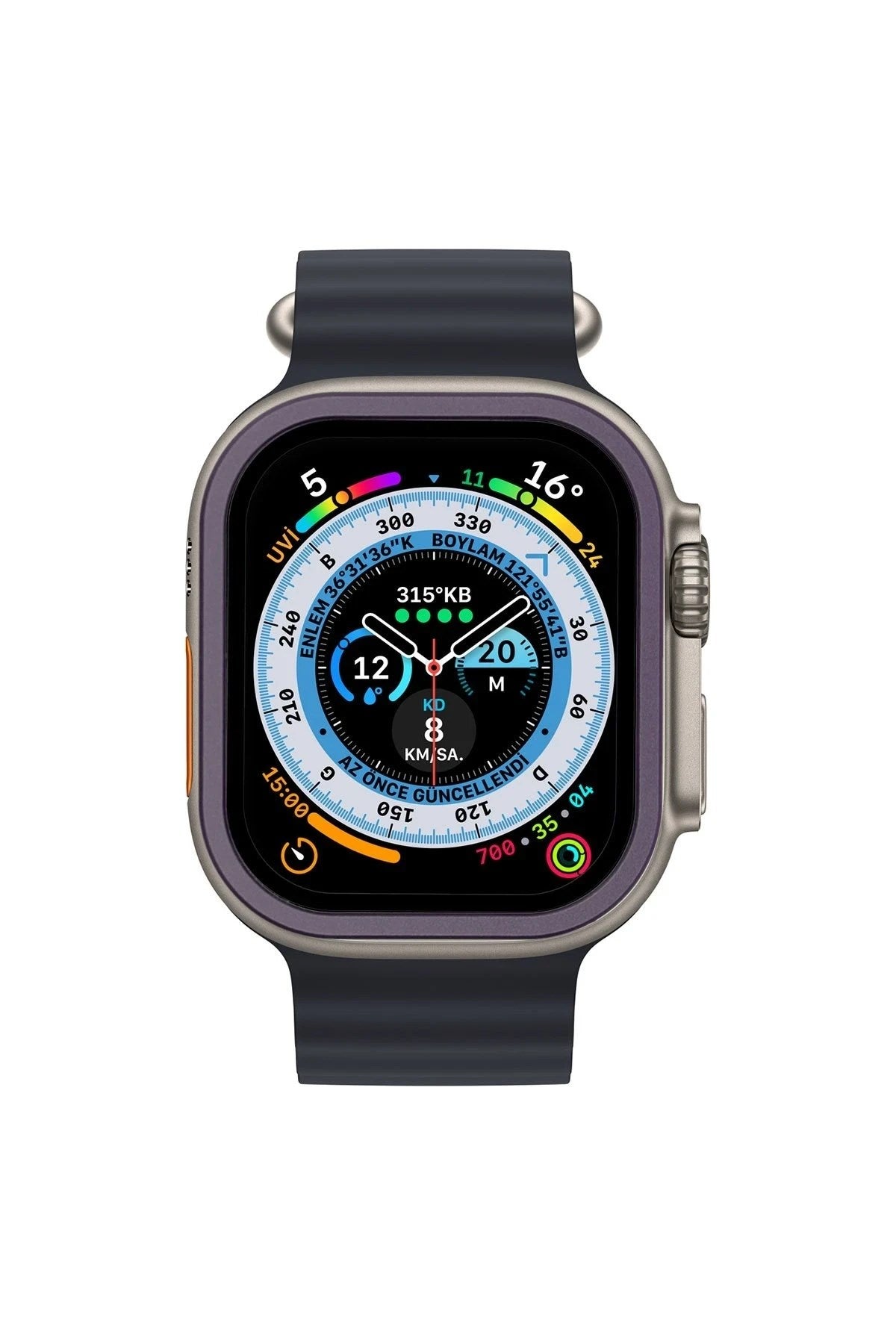 Mey İthalat® Watch Ultra 49mm Alüminyum Kasa Cam Ekran Koruyucu - Mor