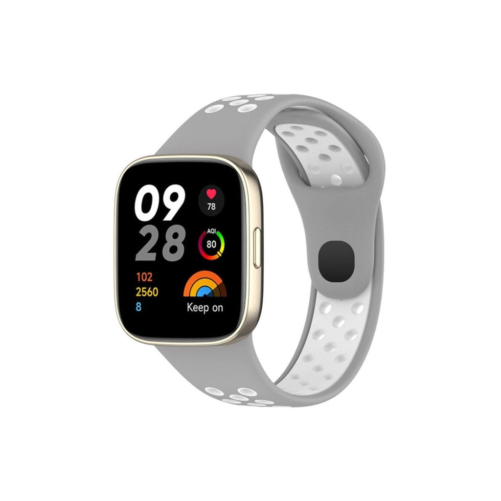 Mey İthalat® Redmi Watch 3 Spor Delikli Kordon - Gri-Beyaz