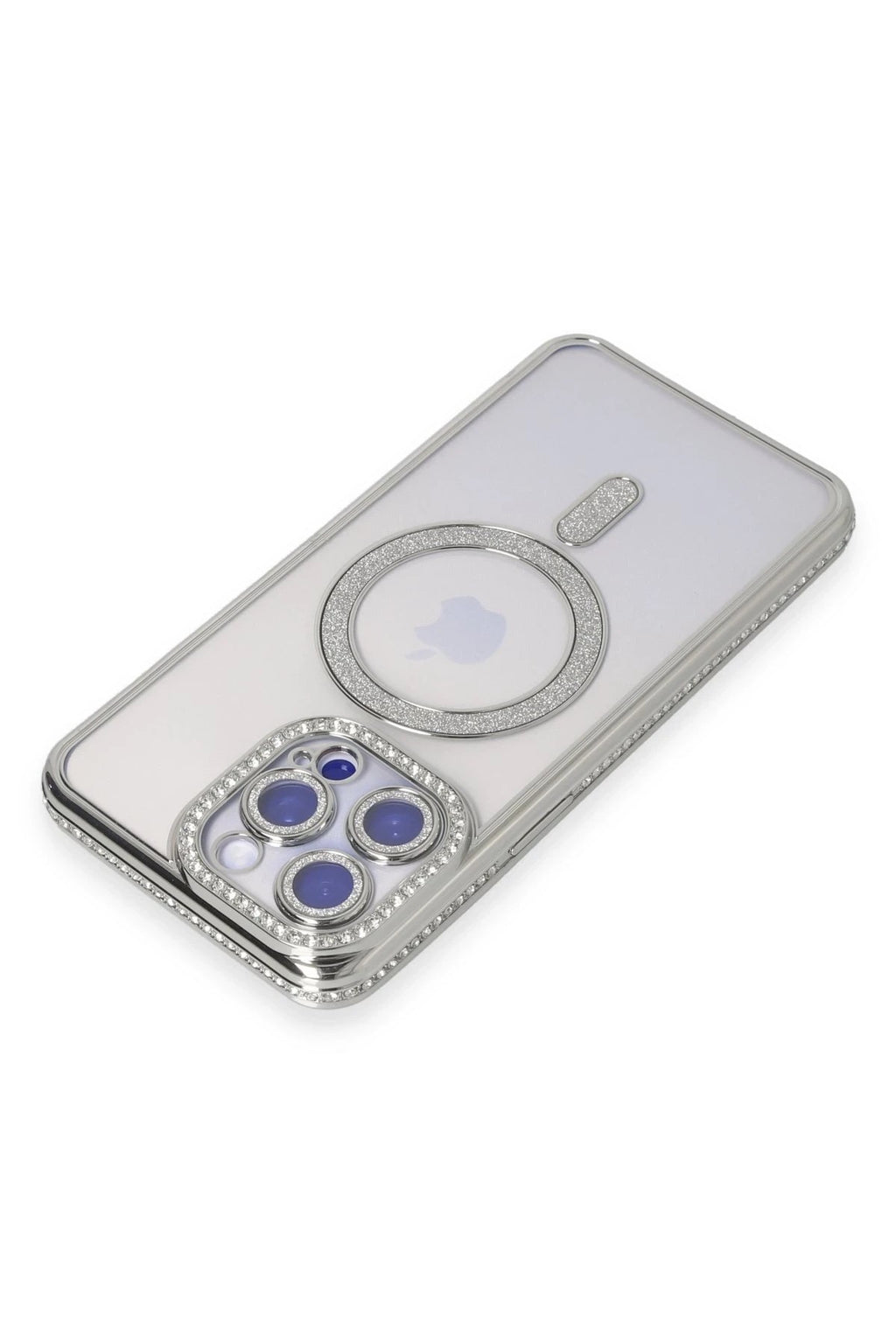 Mey İthalat® iPhone 15 Pro Kılıf Joke Simli Magneticsafe Kılıf - Gümüş