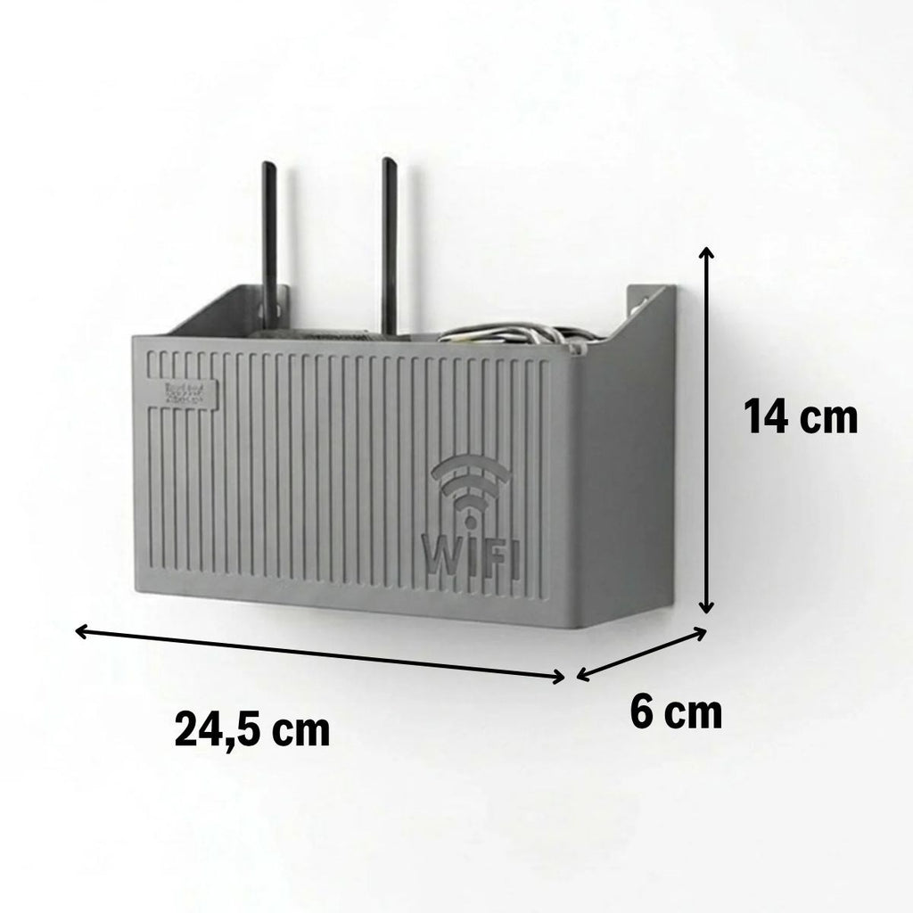 Duvar Tipi Wi-Fi Modem Saklama Kutusu(Gri) – Kablo Düzenleyici Router Raf Organizer