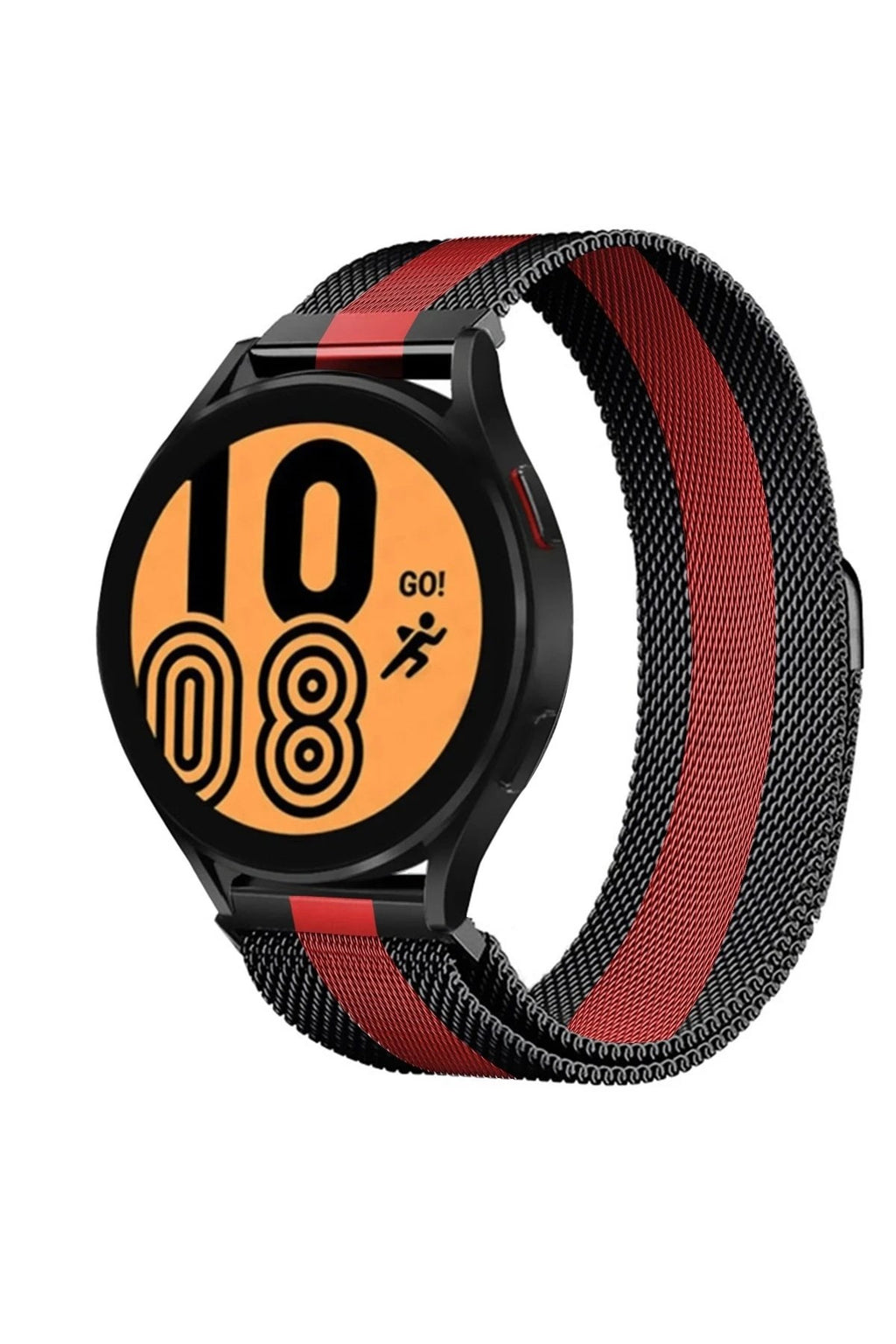 Mey İthalat® Watch 20mm Metal Mıknatıslı Kordon - Siyah-Kırmızı