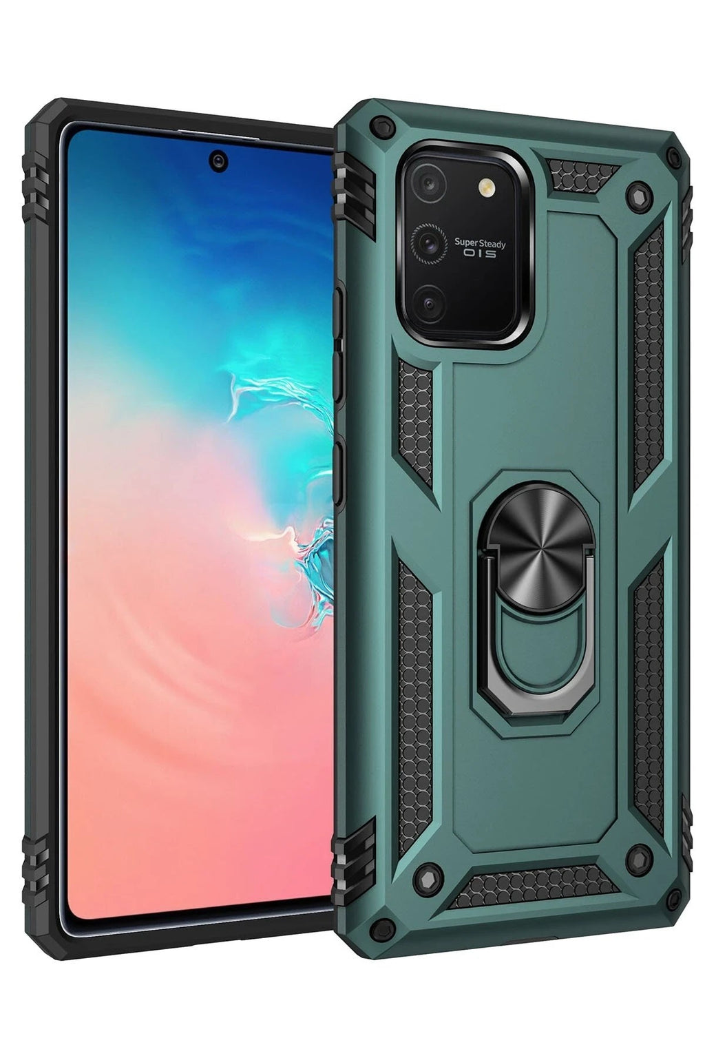 Mey İthalat® Samsung Galaxy A91 / S10 Lite Kılıf Sofya Yüzüklü Silikon Kapak - Yeşil