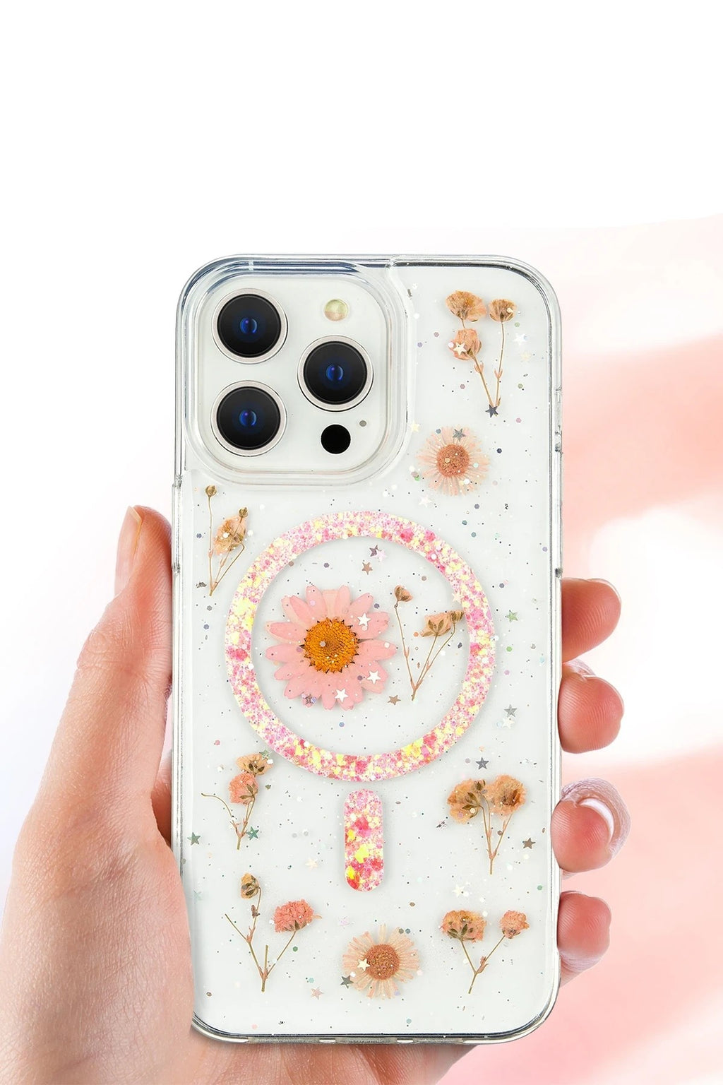 Mey İthalat® iPhone 16 Kılıf Daisy Simli Magsafe Kapak - Siyah