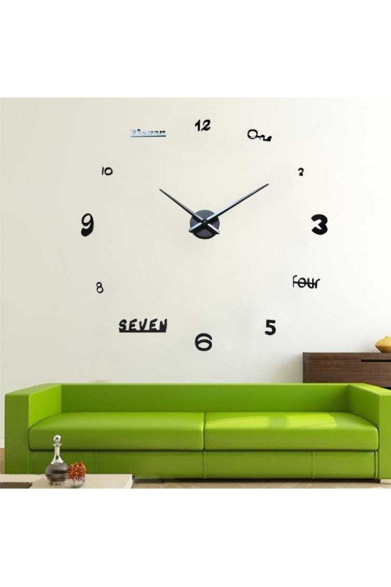 Modern Siyah Karışık Rakamlı DIY Duvar Saati