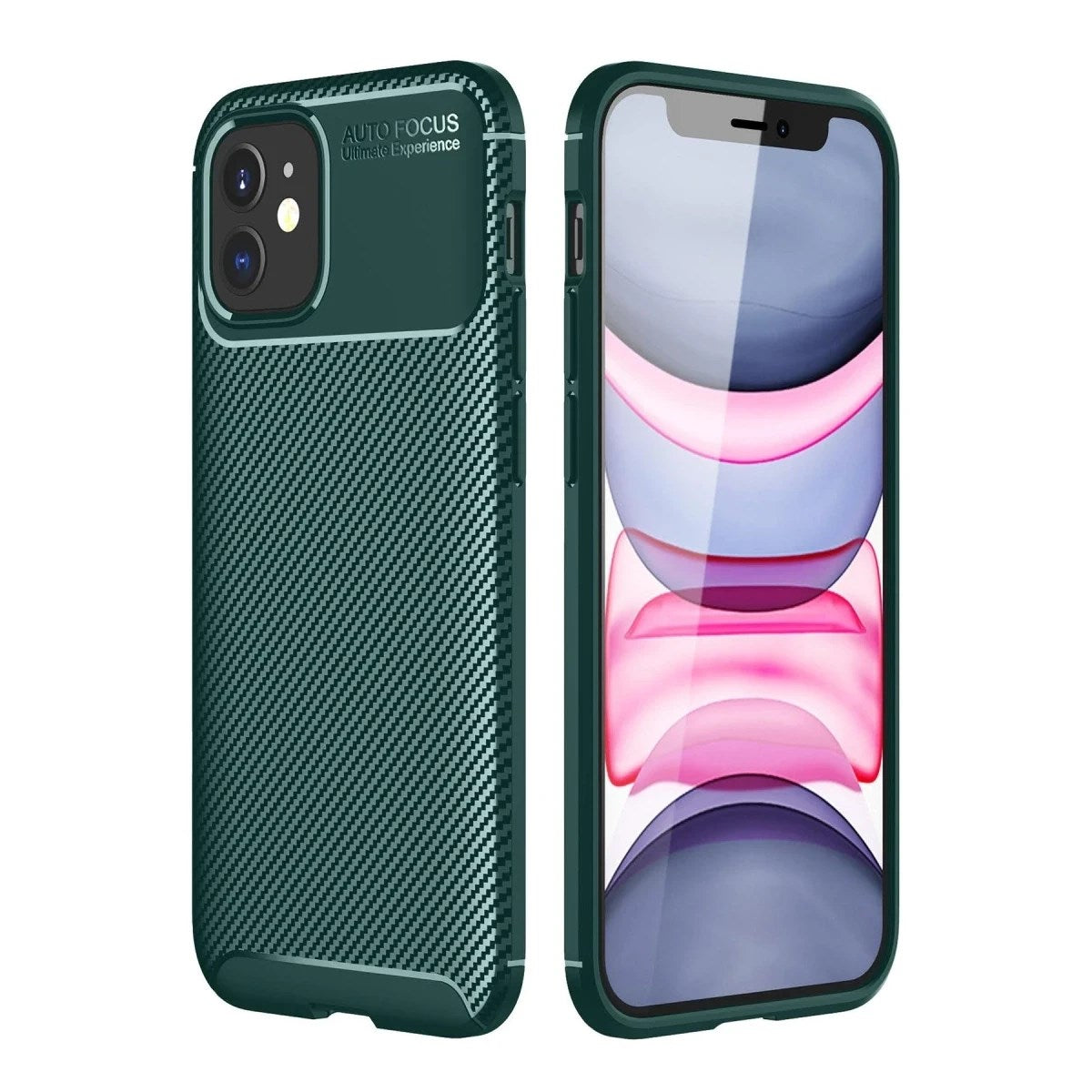 Mey İthalat® iPhone 12 Mini Kılıf Auto Focus Karbon Kapak - Yeşil