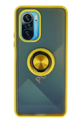 Mey İthalat® Redmi K40 Kılıf Montreal Yüzüklü Silikon Kapak - Sarı