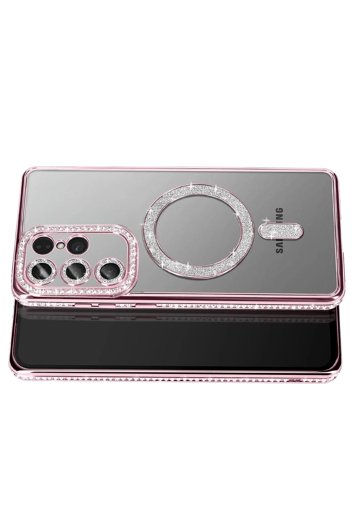 Mey İthalat® Samsung Galaxy S26 Ultra Joke Simli Magneticsafe Kılıf - Pembe