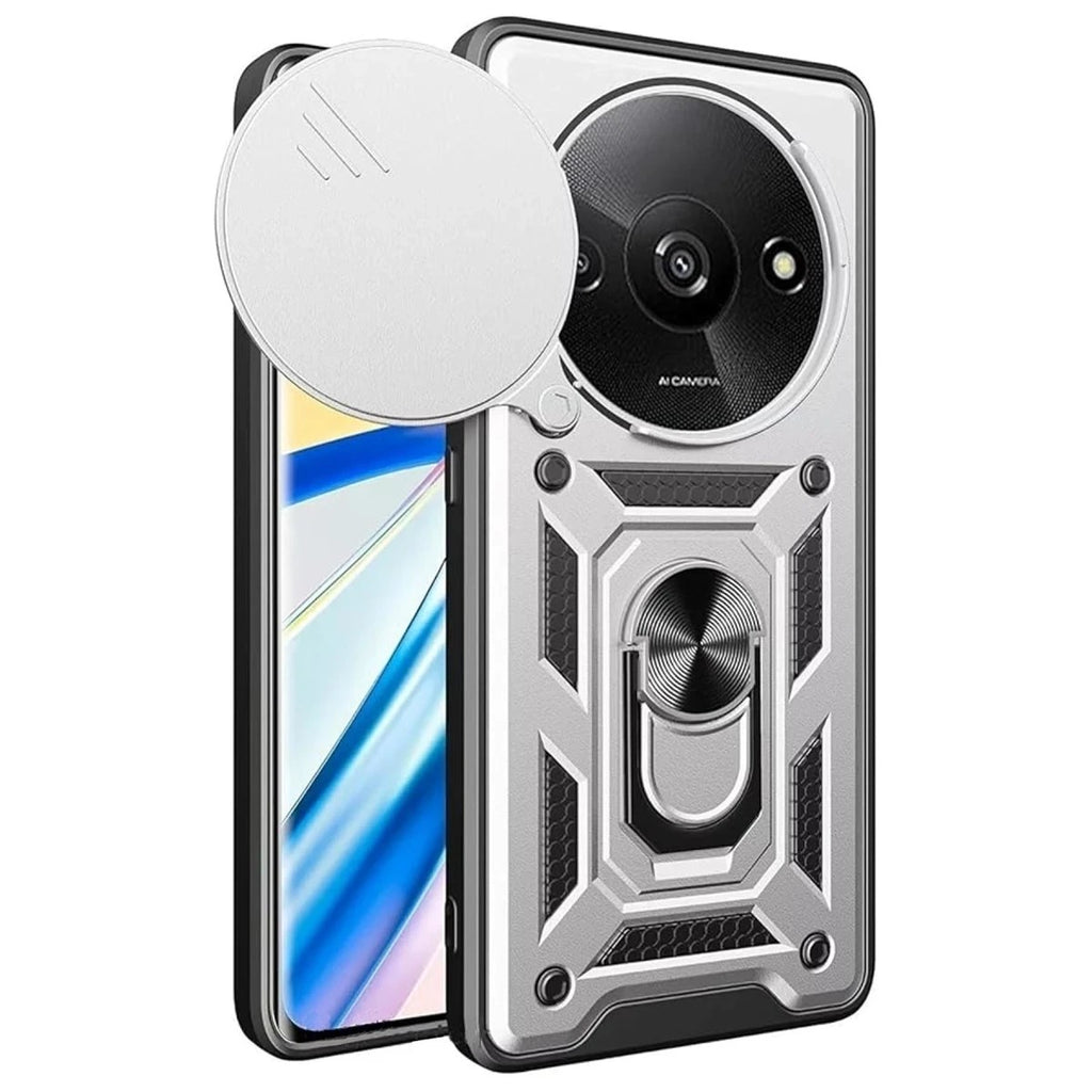 Mey İthalat® Redmi A3 4G Kılıf Pars Lens Yüzüklü Silikon - Gümüş