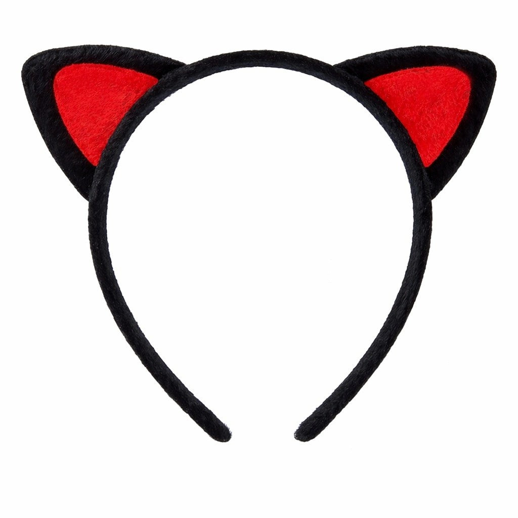Mey İthalat® Peluş Kedi Kulak Taç Kırmızı Siyah – Çocuk Parti &amp; Kostüm Tacı