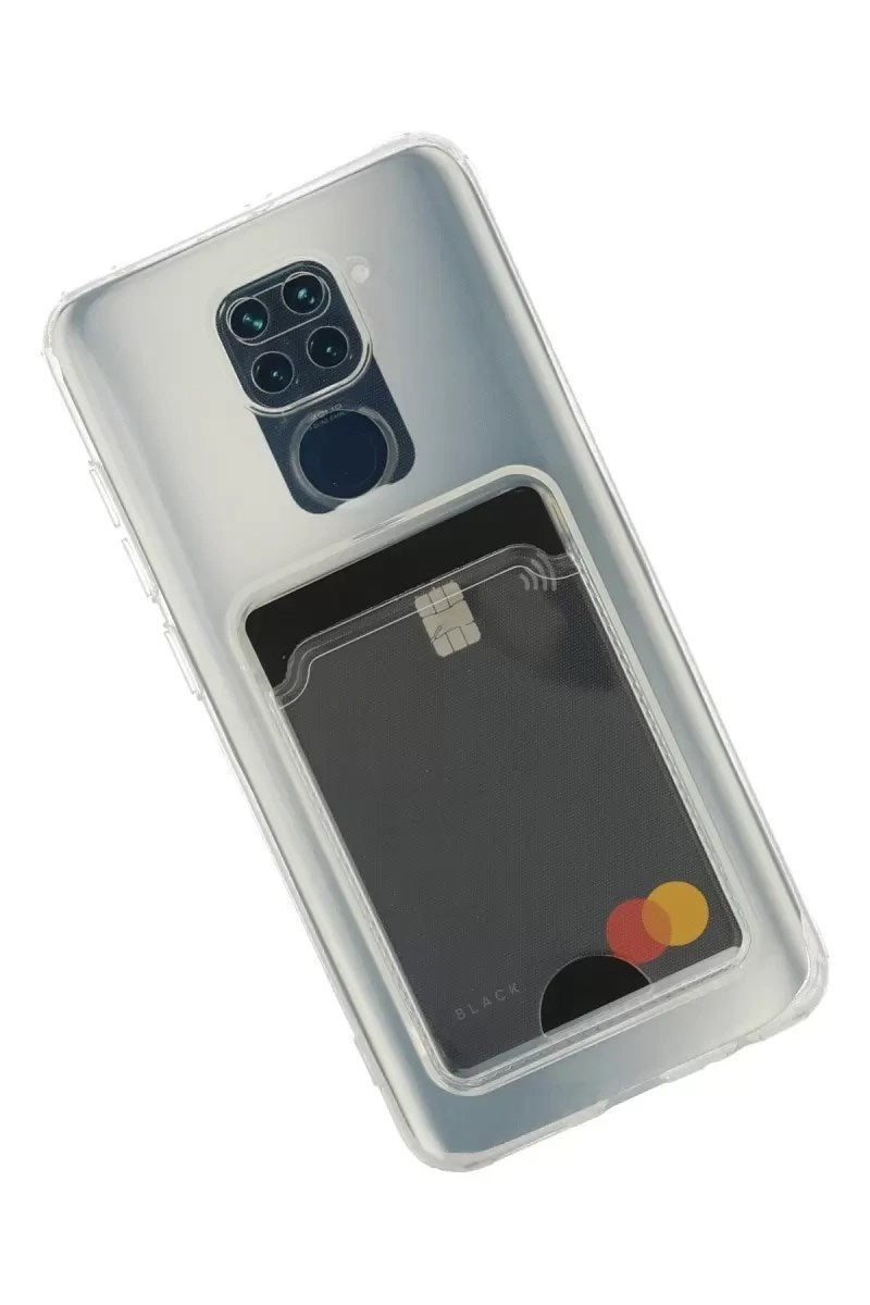 Mey İthalat® Redmi Note 9 Kılıf Kart Şeffaf Silikon - Şeffaf
