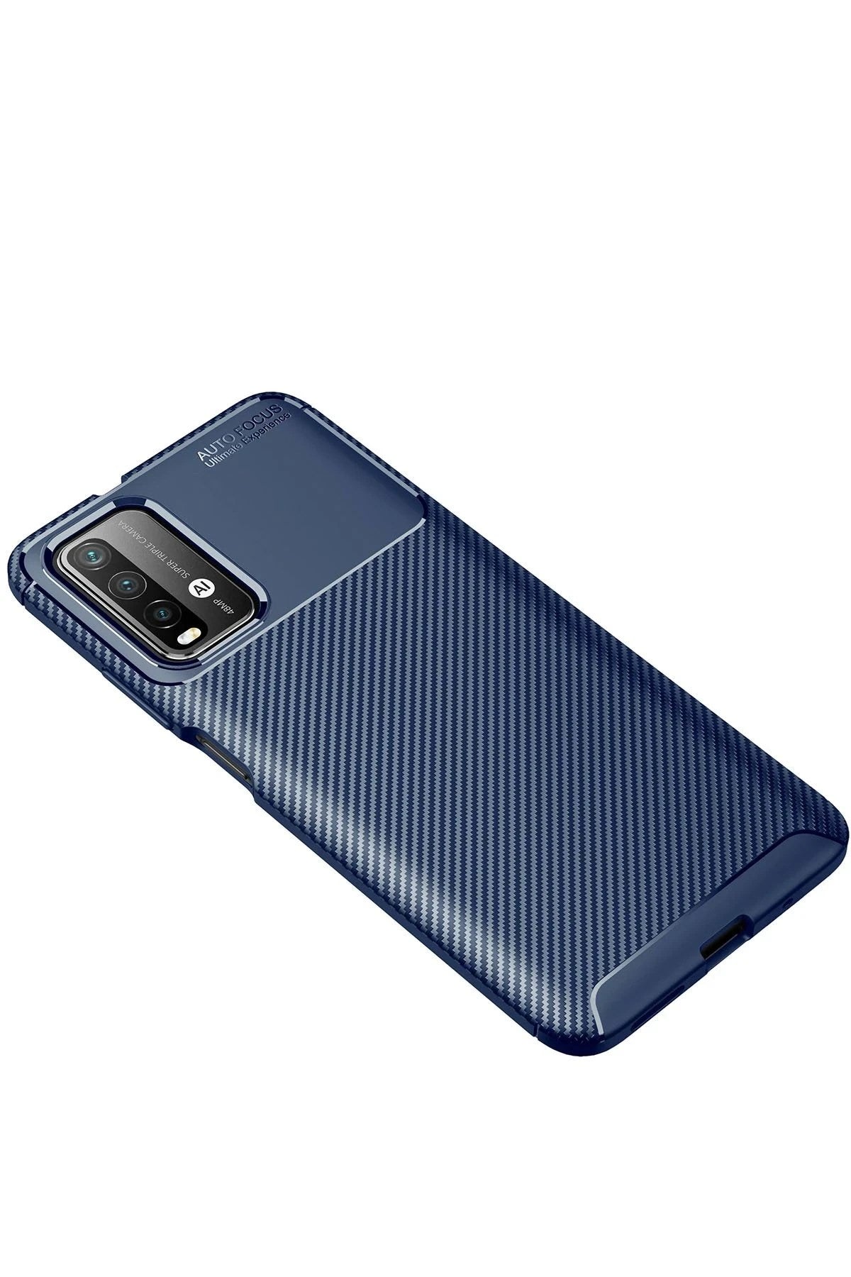 Mey İthalat® Redmi 9T Kılıf Auto Focus Karbon Kapak - Lacivert