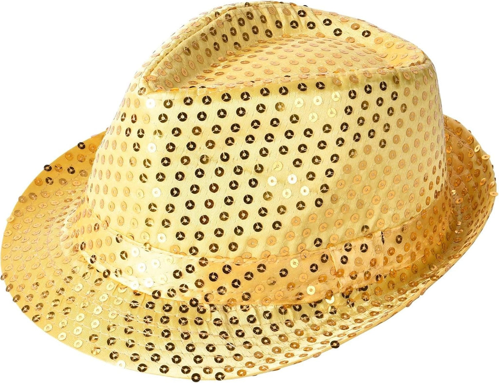 Mey İthalat® Disko Star Altın Gold Payetli Fötr Şapka Yetişkin Boy