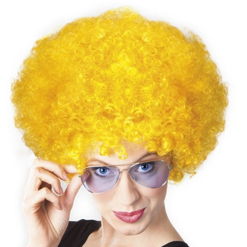 Mey İthalat® Sarı Renk Kıvırcık Afro Bonus Peruk
