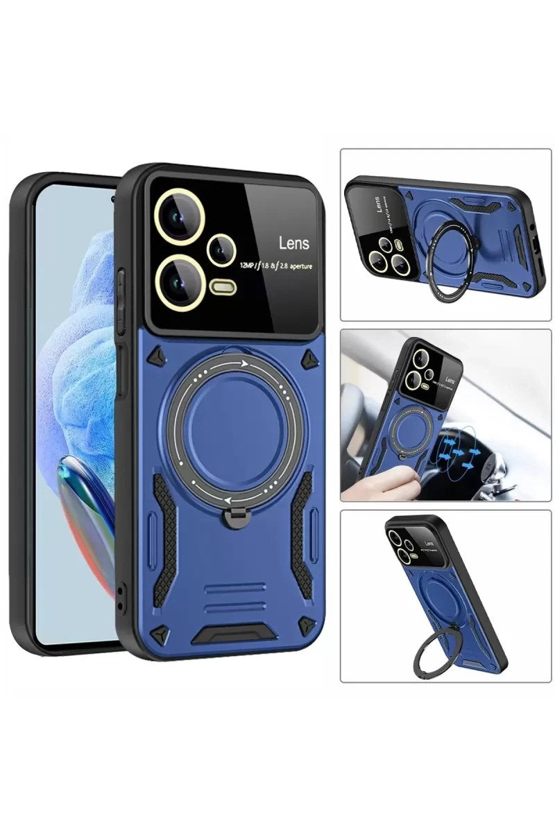 Mey İthalat® Redmi Note 12 Pro 5G Kılıf Joy Lens Standlı Kapak - Lacivert