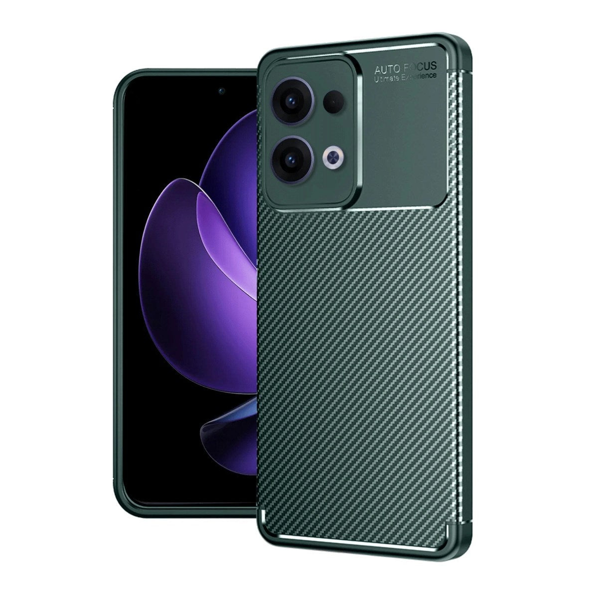 Mey İthalat® Reno 13 Pro Kılıf Auto Focus Karbon Kapak - Koyu Yeşil