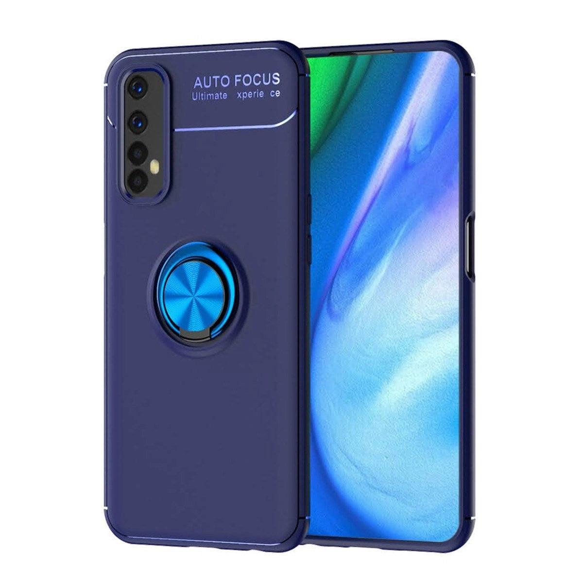 Mey İthalat® Realme 7 Kılıf Range Yüzüklü Silikon - Mavi