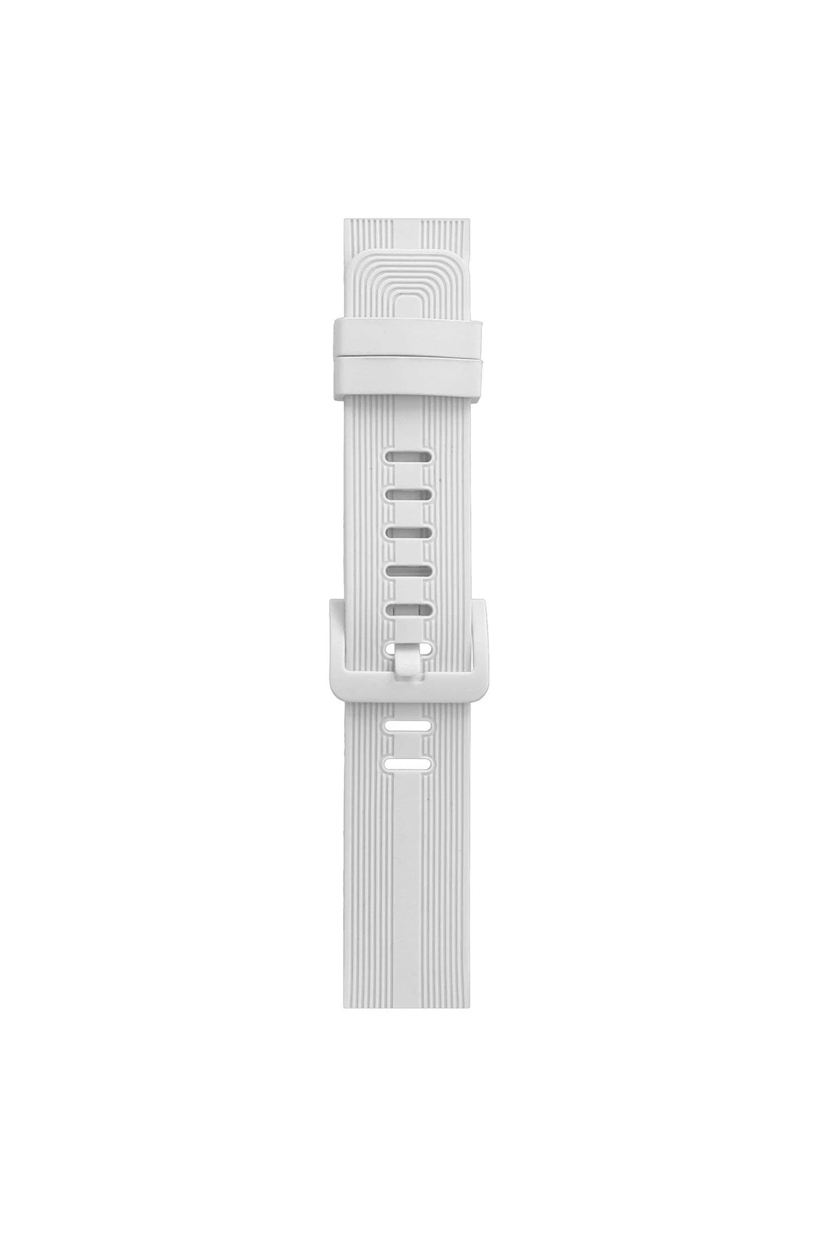 Mey İthalat® Watch 38mm KR408 Çizgili Silikon Kordon - Beyaz