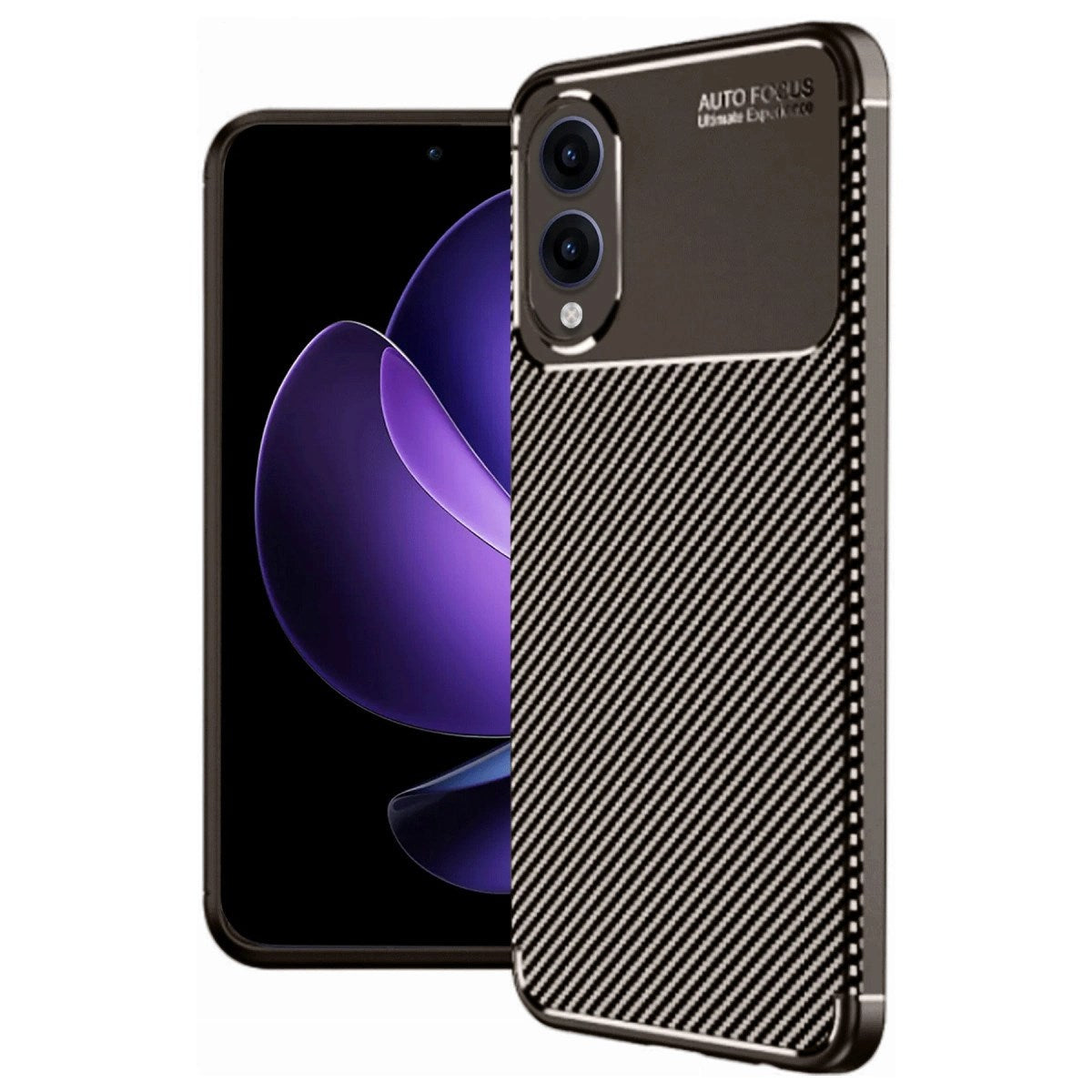 Mey İthalat® Samsung Galaxy S25 Edge Kılıf Auto Focus Karbon Kapak - Kahverengi