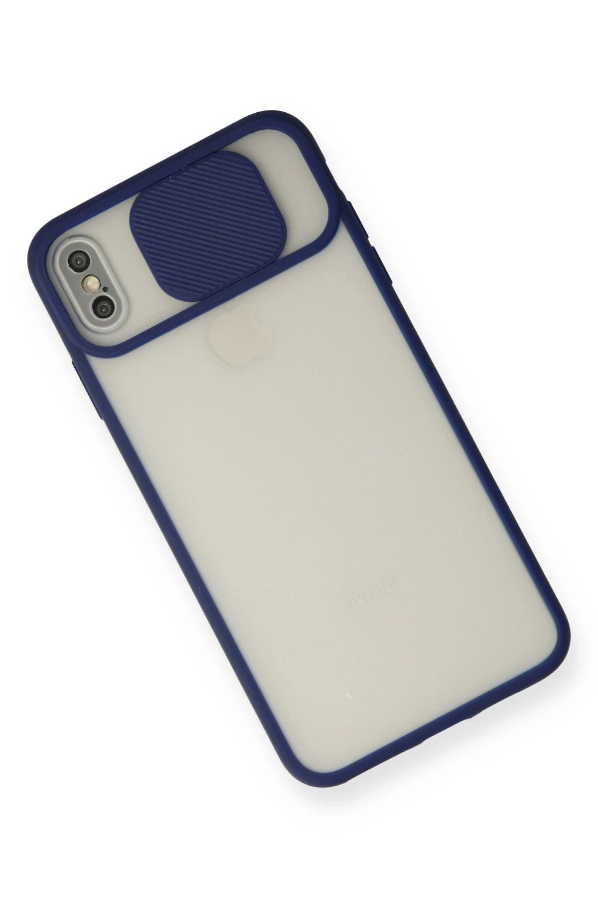 Mey İthalat® iPhone X Kılıf Palm Buzlu Kamera Sürgülü Silikon - Lacivert