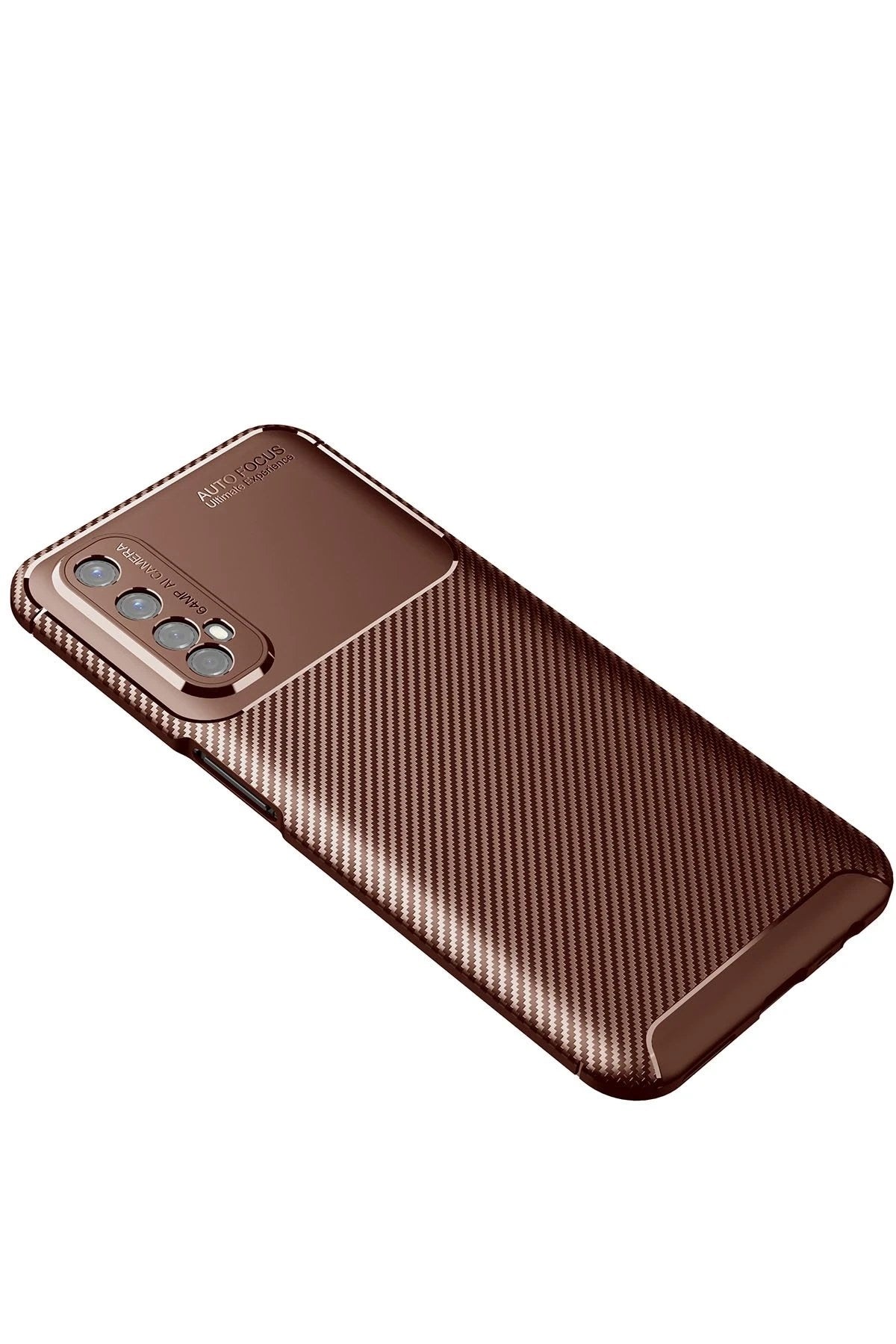 Mey İthalat® Realme 7 Kılıf Auto Focus Karbon Kapak - Kahverengi