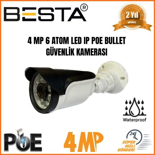 4 Kameralı 4mp 6 Atom LED H.265 250 GB HDD Dahil Ip Güvenlik Seti