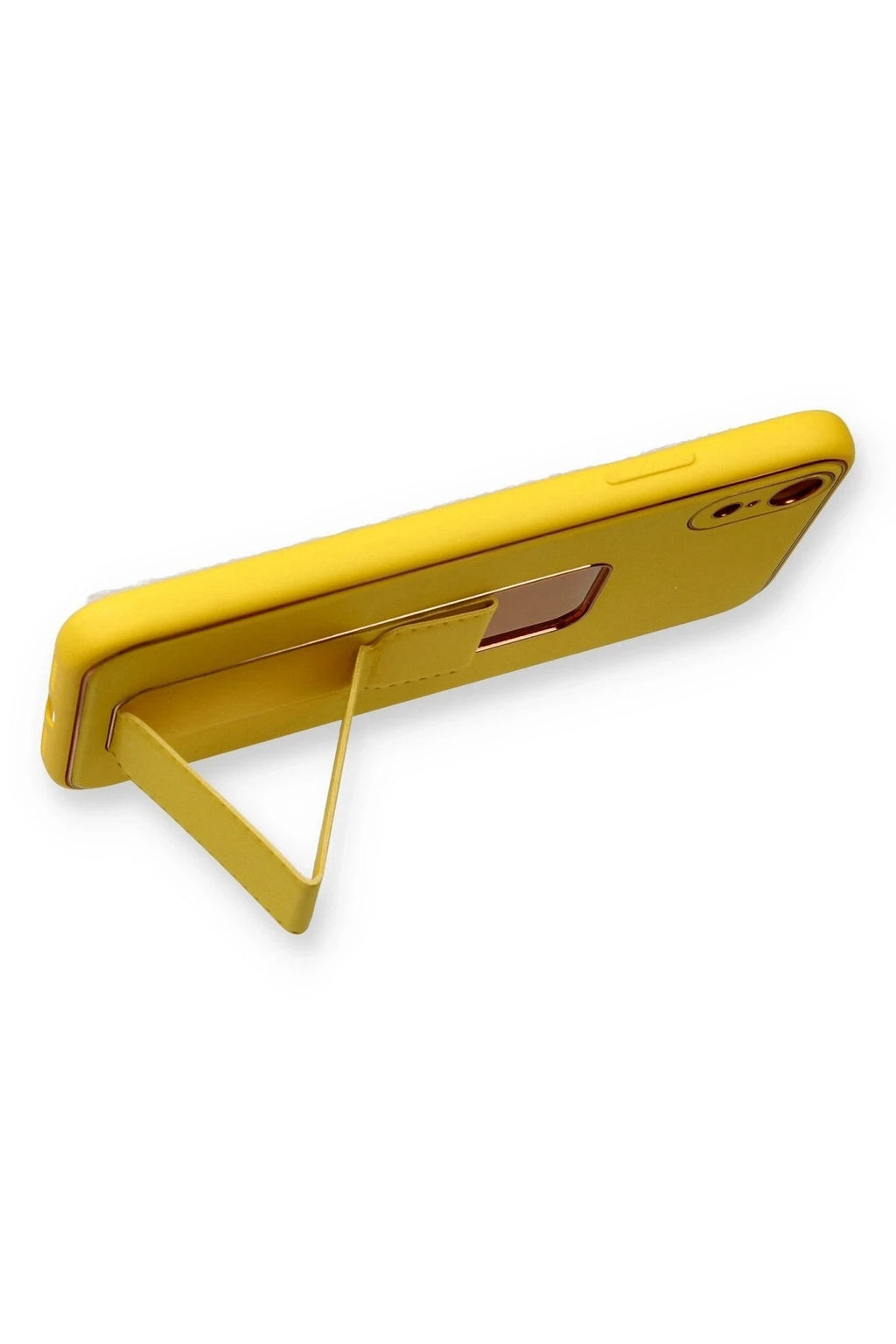 Mey İthalat® iPhone XR Kılıf Coco Deri Standlı Kapak - Sarı