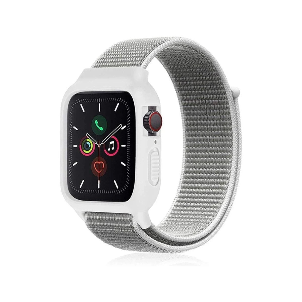 Mey İthalat® Watch 38mm Hasırlı Cırtcırtlı Kasalı Kordon - Beyaz