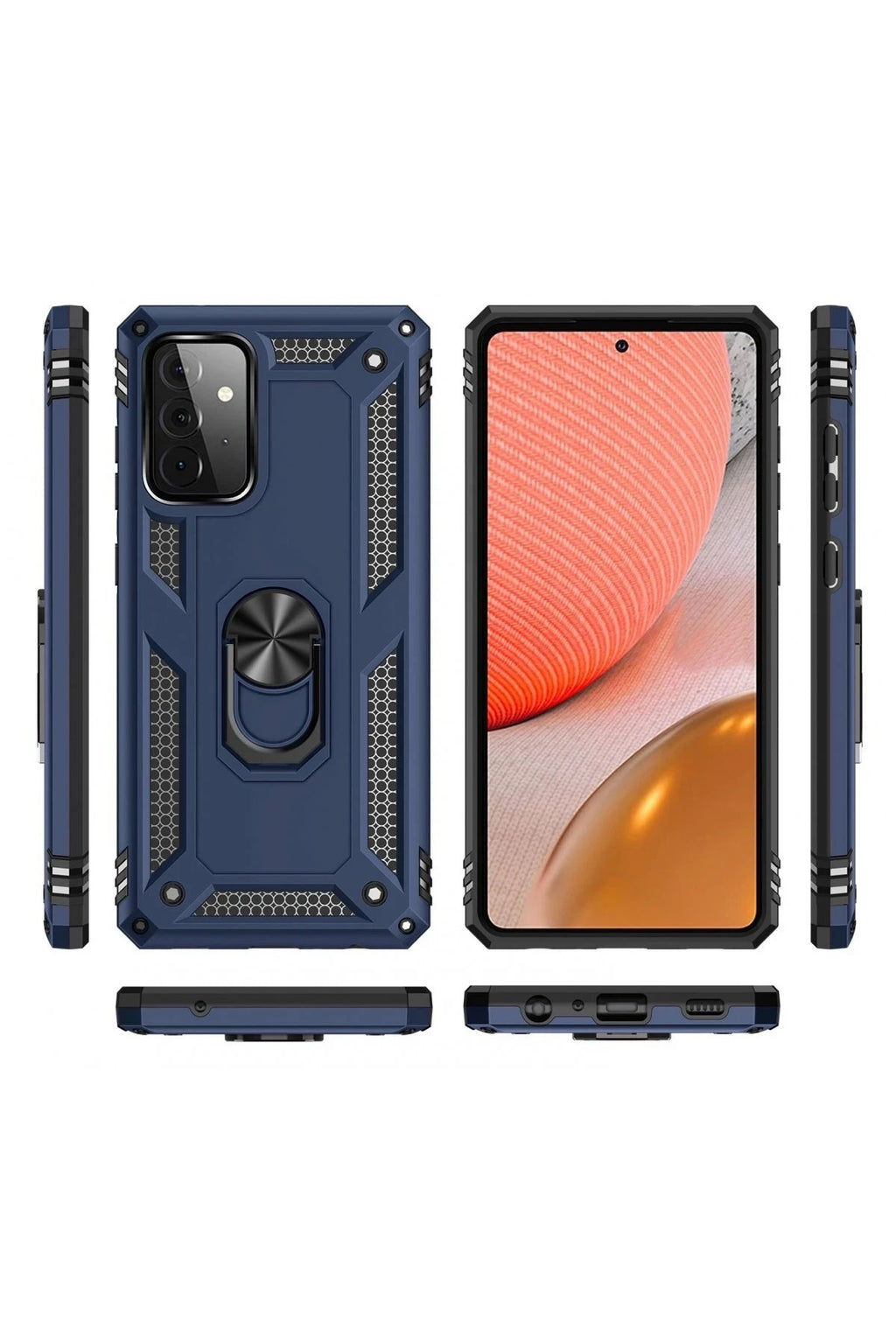 Mey İthalat® Samsung Galaxy A72 Kılıf Sofya Yüzüklü Silikon Kapak - Lacivert