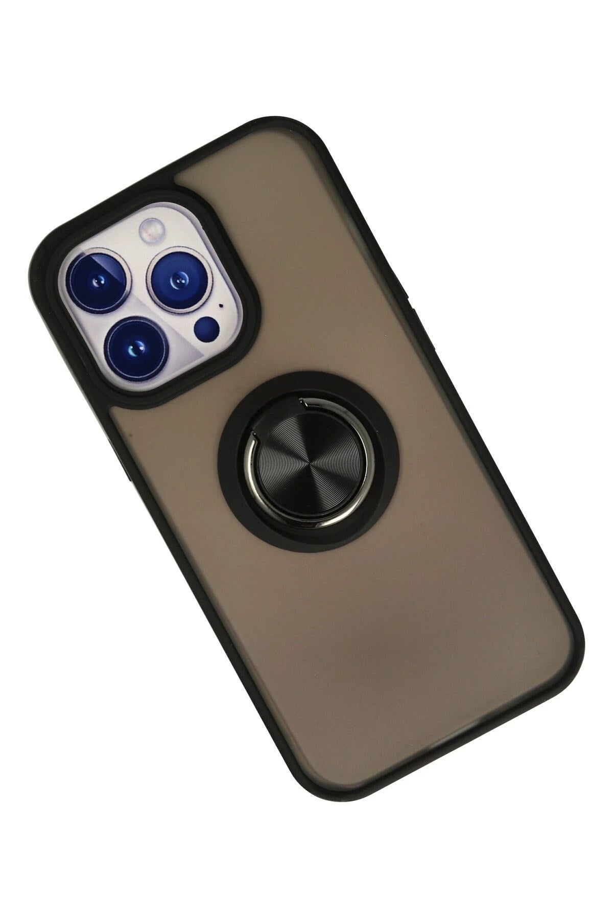 Mey İthalat® iPhone 13 Pro Max Kılıf Montreal Yüzüklü Silikon Kapak - Siyah