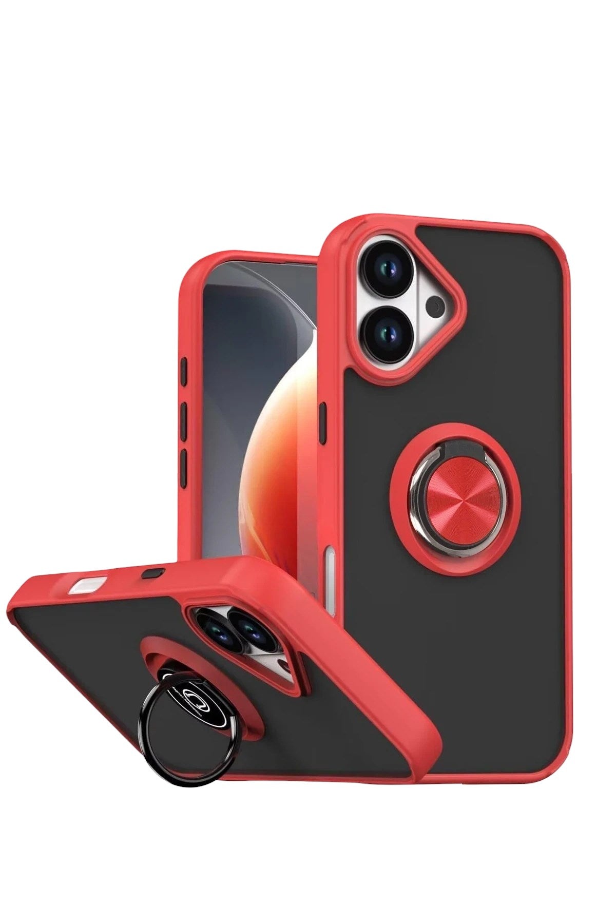 Mey İthalat® iPhone 17 Montreal Yüzüklü Silikon Kapak - Kırmızı