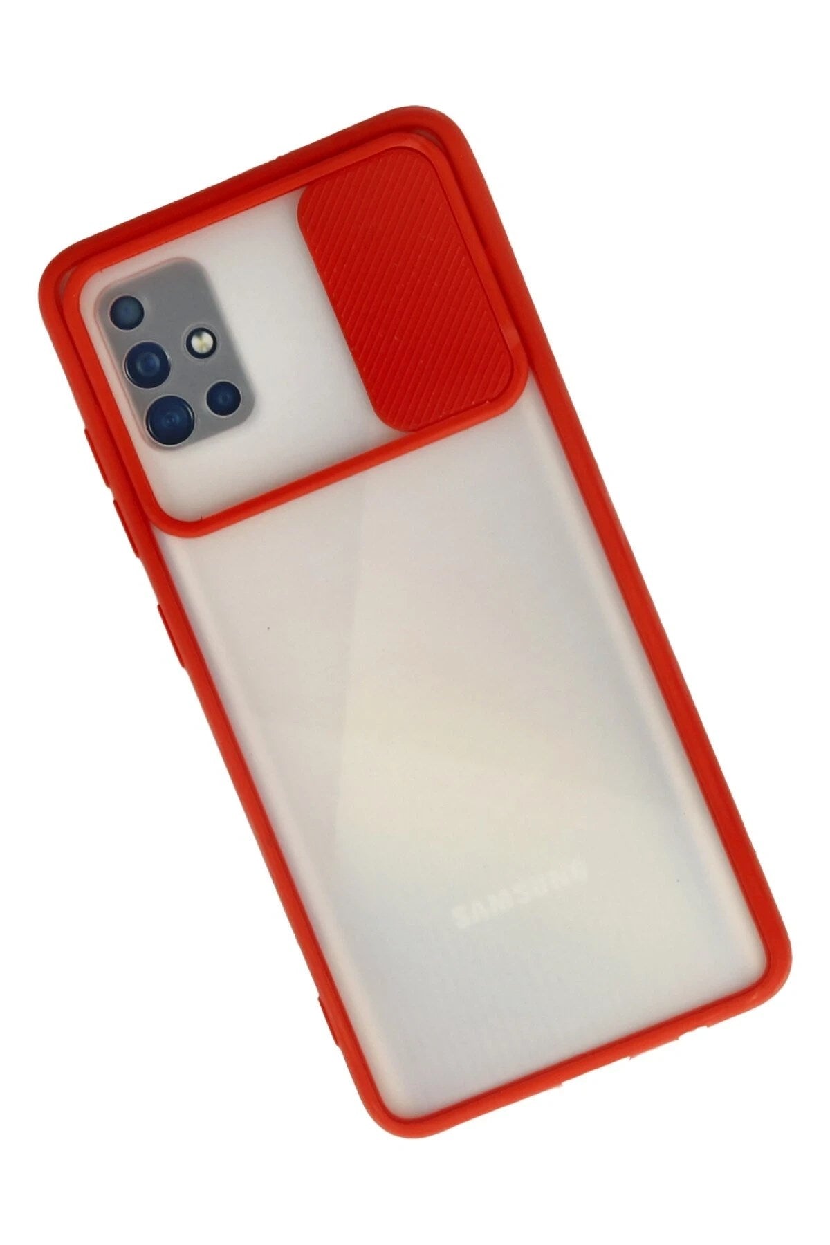 Mey İthalat® Samsung Galaxy A71 Kılıf Palm Buzlu Kamera Sürgülü Silikon - Kırmızı