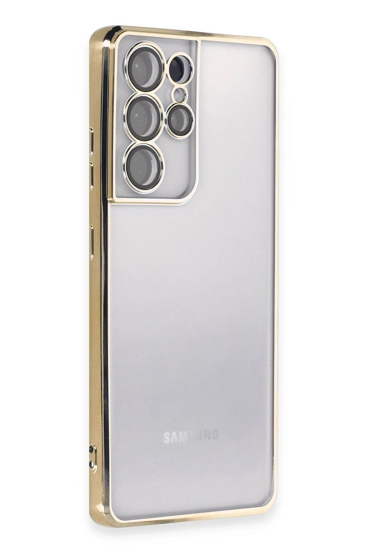 Mey İthalat® Samsung Galaxy S21 Ultra Kılıf Lensli Silikon - Gold