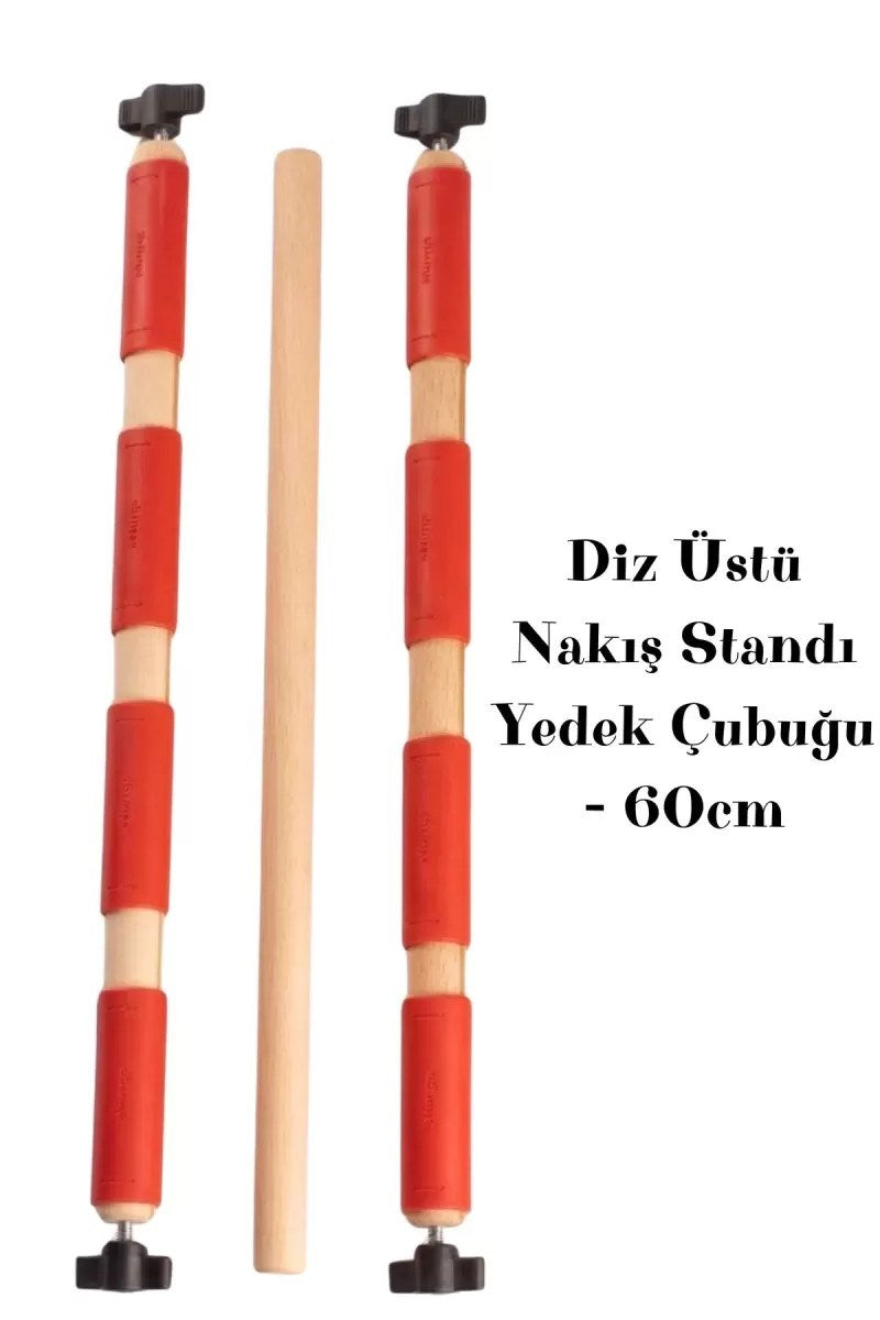 60 Cm Diz Üstü Nakış Standı Yedek Çubuğu – Kumaş Sıkıştırma Aparatlı Ahşap Kasnak Çubuğu