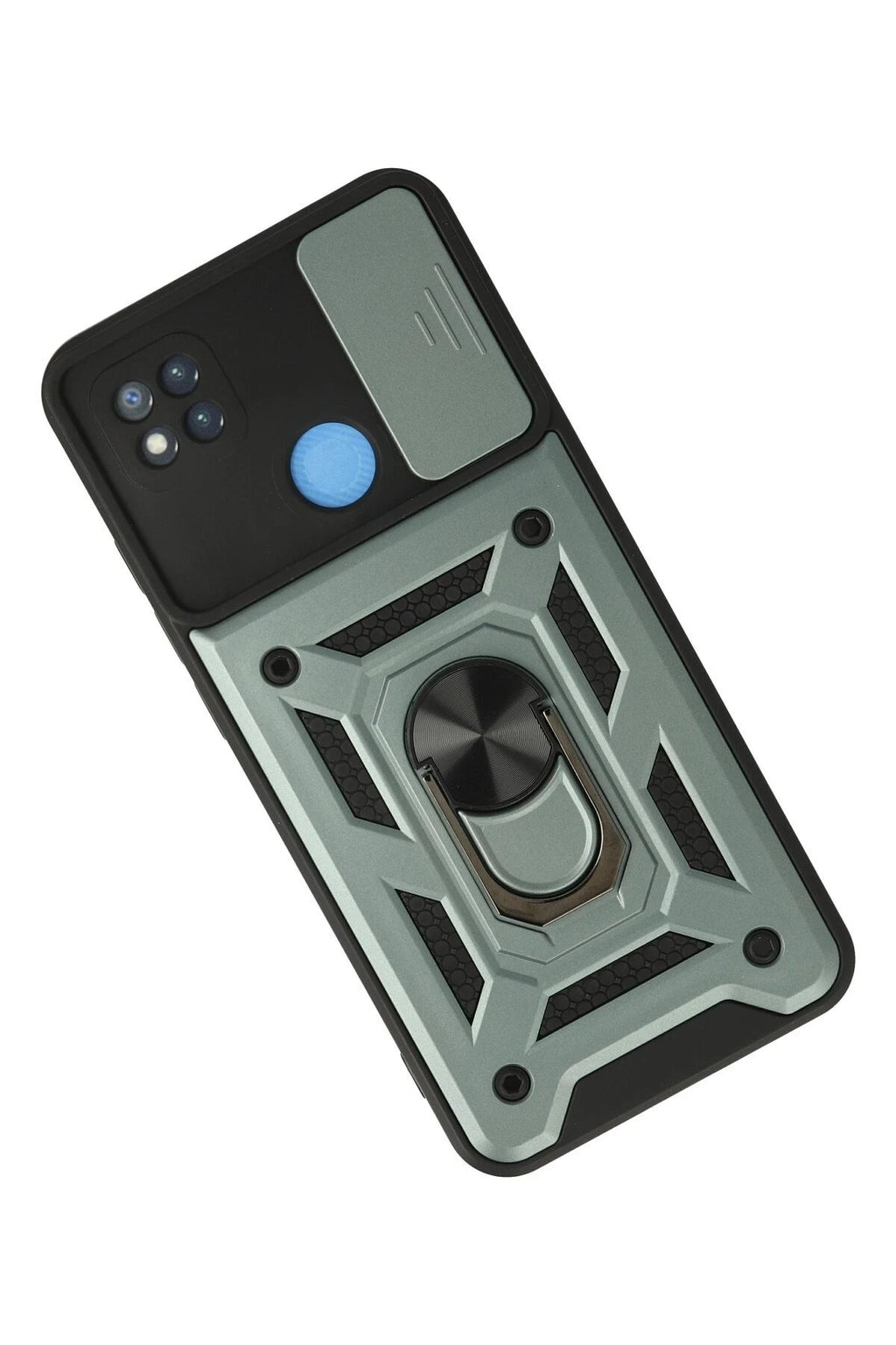 Mey İthalat® Redmi 9C Kılıf Pars Lens Yüzüklü Silikon - Yeşil