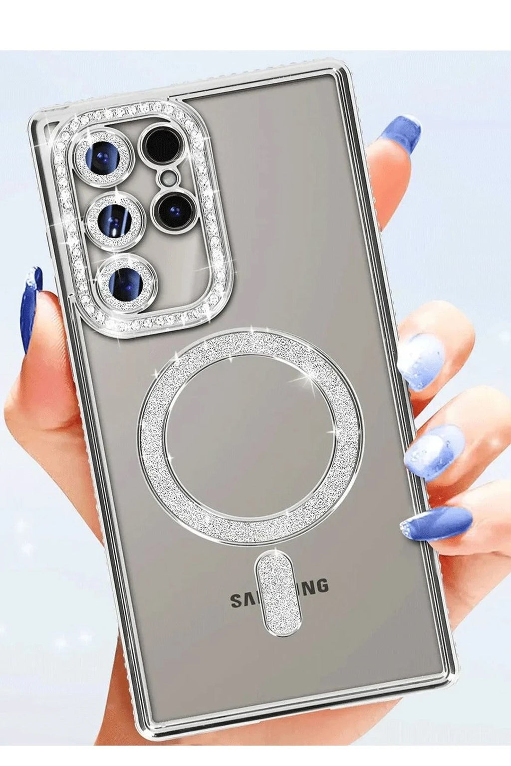 Mey İthalat® Samsung Galaxy S25 Ultra Kılıf Joke Simli Magneticsafe Kılıf - Derin Mor