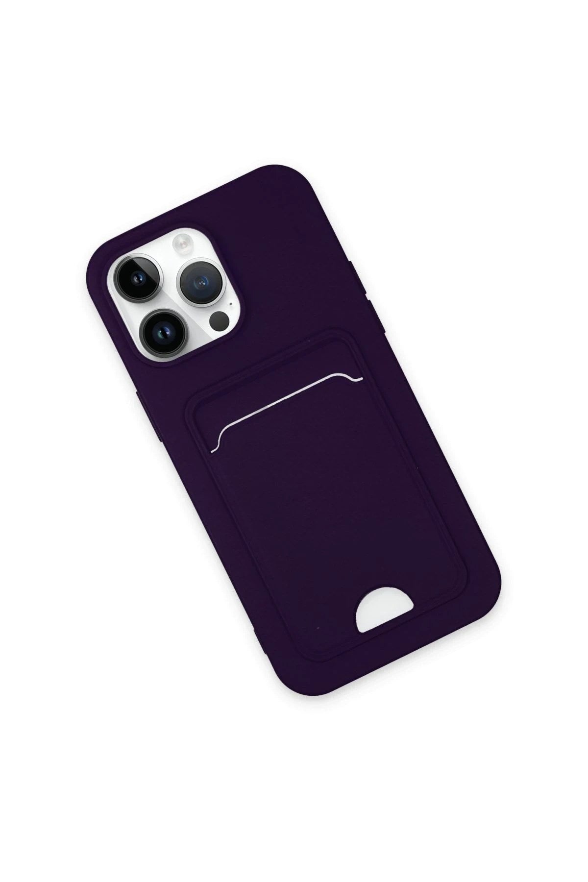 Mey İthalat® iPhone 14 Pro Max Kılıf Kelvin Kartvizitli Silikon - Derin Mor
