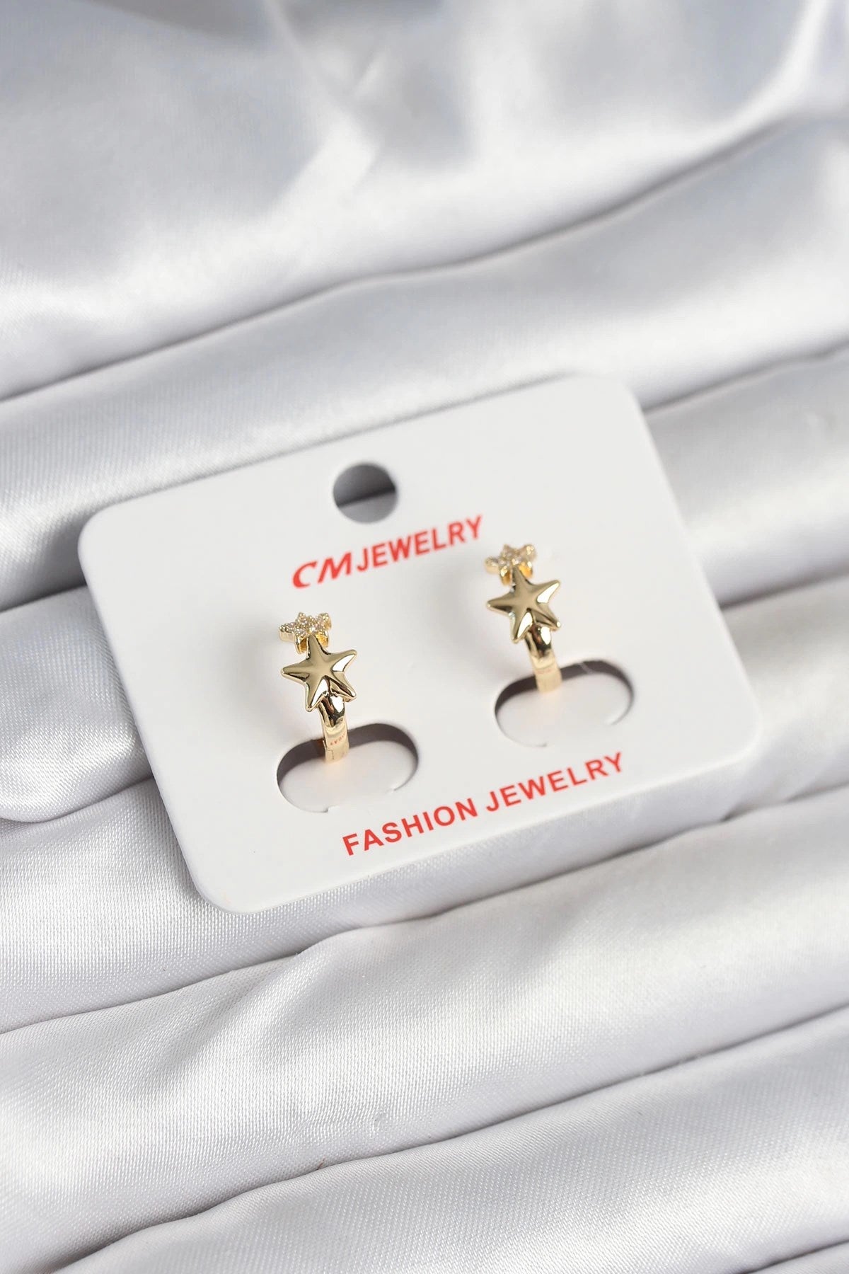 Mey İthalat® Pirinç Gold Renk Yıldız Kadın Küpe