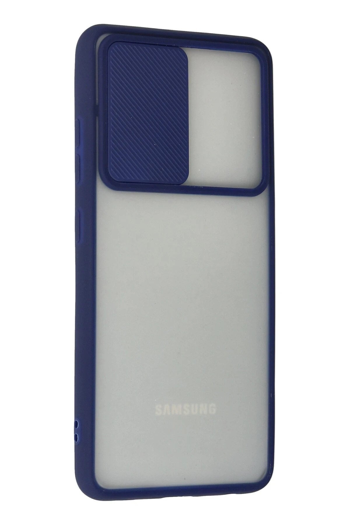 Mey İthalat® Samsung Galaxy A72 Kılıf Palm Buzlu Kamera Sürgülü Silikon - Lacivert