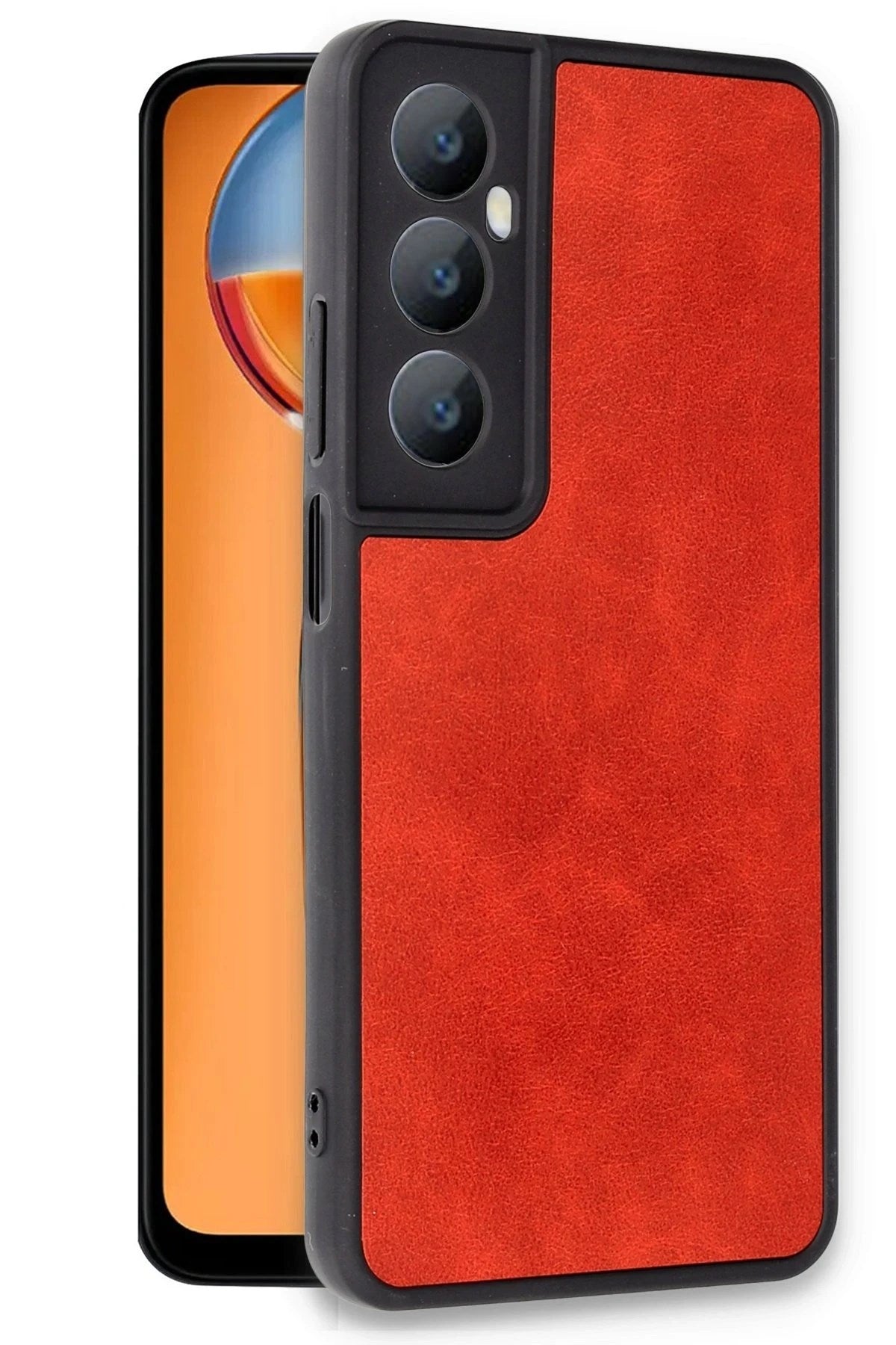 Mey İthalat® Realme C65 Kılıf Aras Deri Kapak - Kırmızı