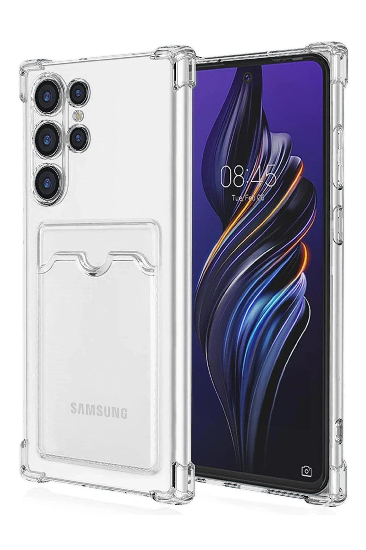Mey İthalat® Samsung Galaxy S24 Ultra Kılıf Kart Şeffaf Silikon - Şeffaf