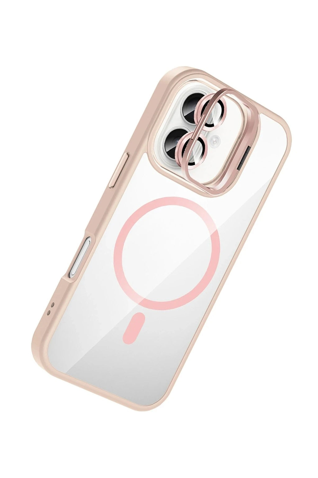 Mey İthalat® iPhone 17 Remim Lensli Magsafe Standlı Kapak - Pembe