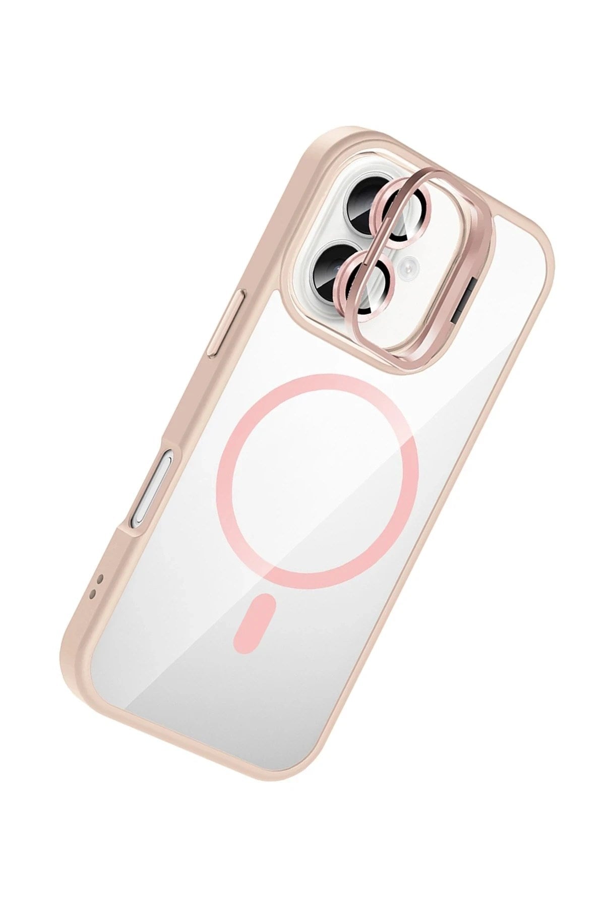 Mey İthalat® iPhone 17 Remim Lensli Magsafe Standlı Kapak - Pembe