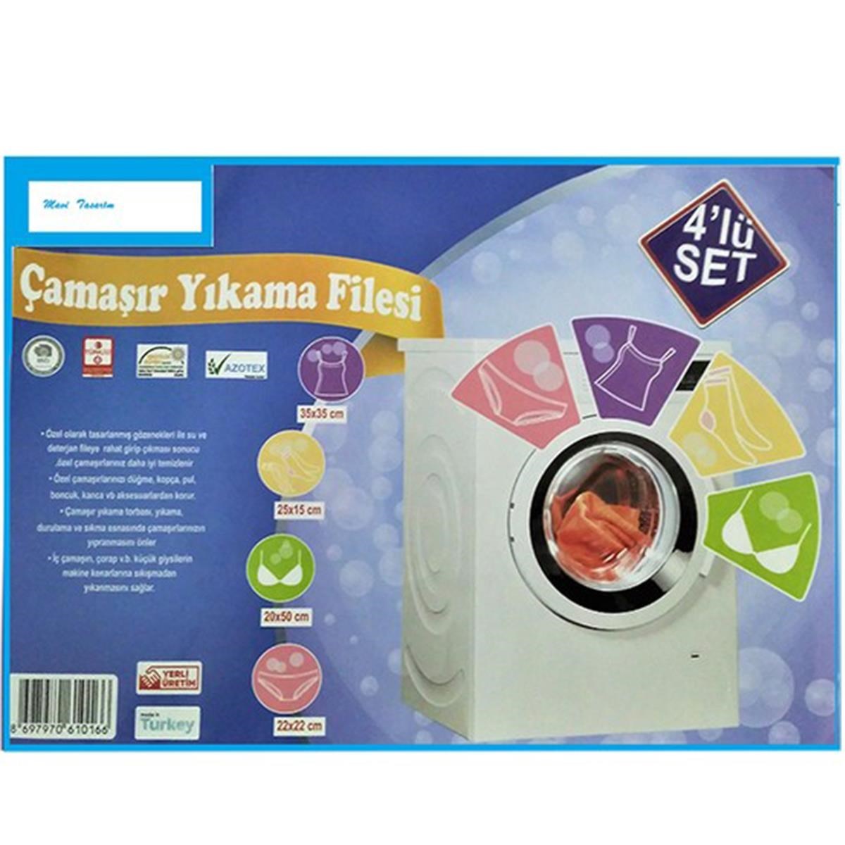 Çamaşır Filesi Hassas Çamaşırlar için 4 Adet Yıkama Filesi