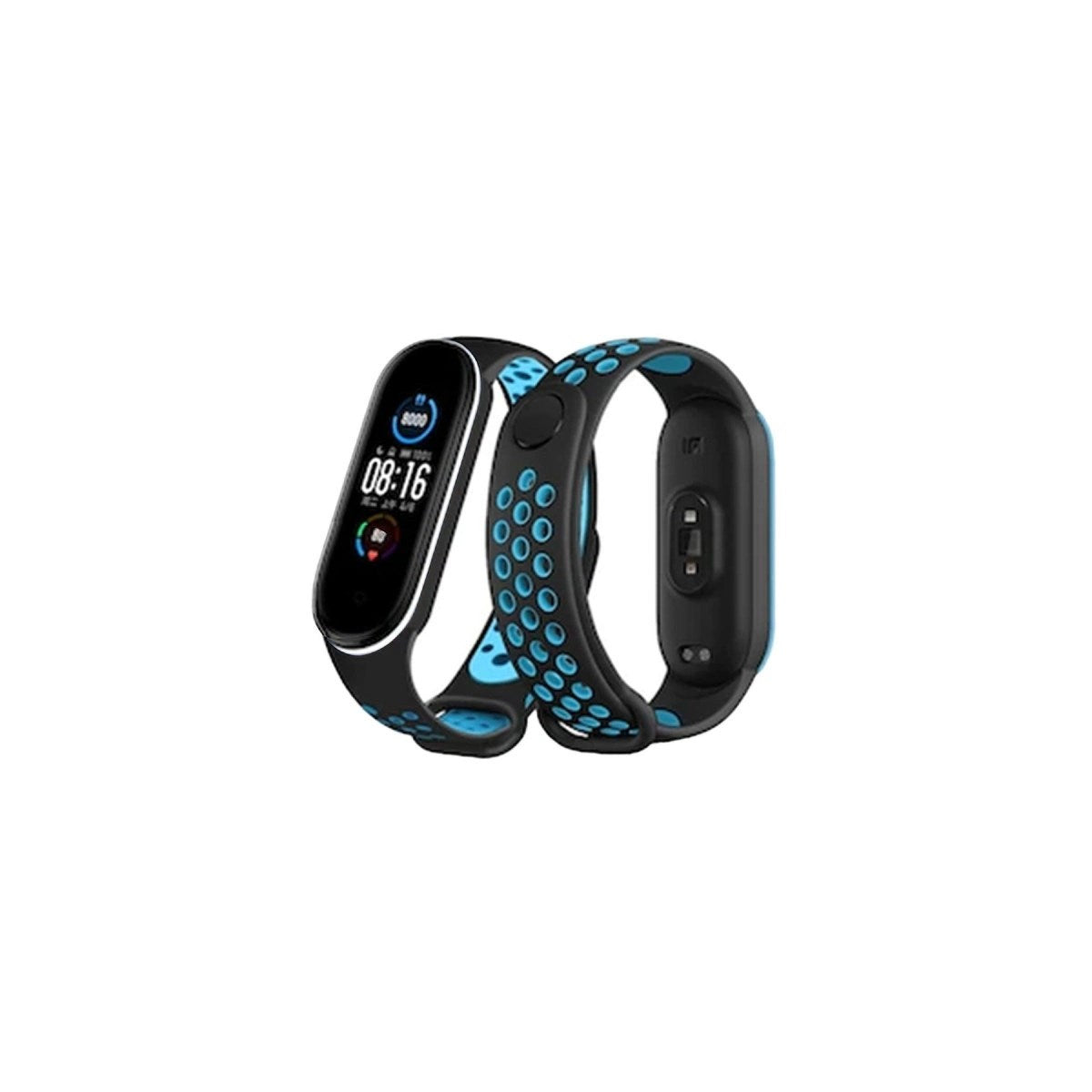 Mey İthalat® Mi Band 4 Spor Delikli Kordon - Siyah-Turkuaz