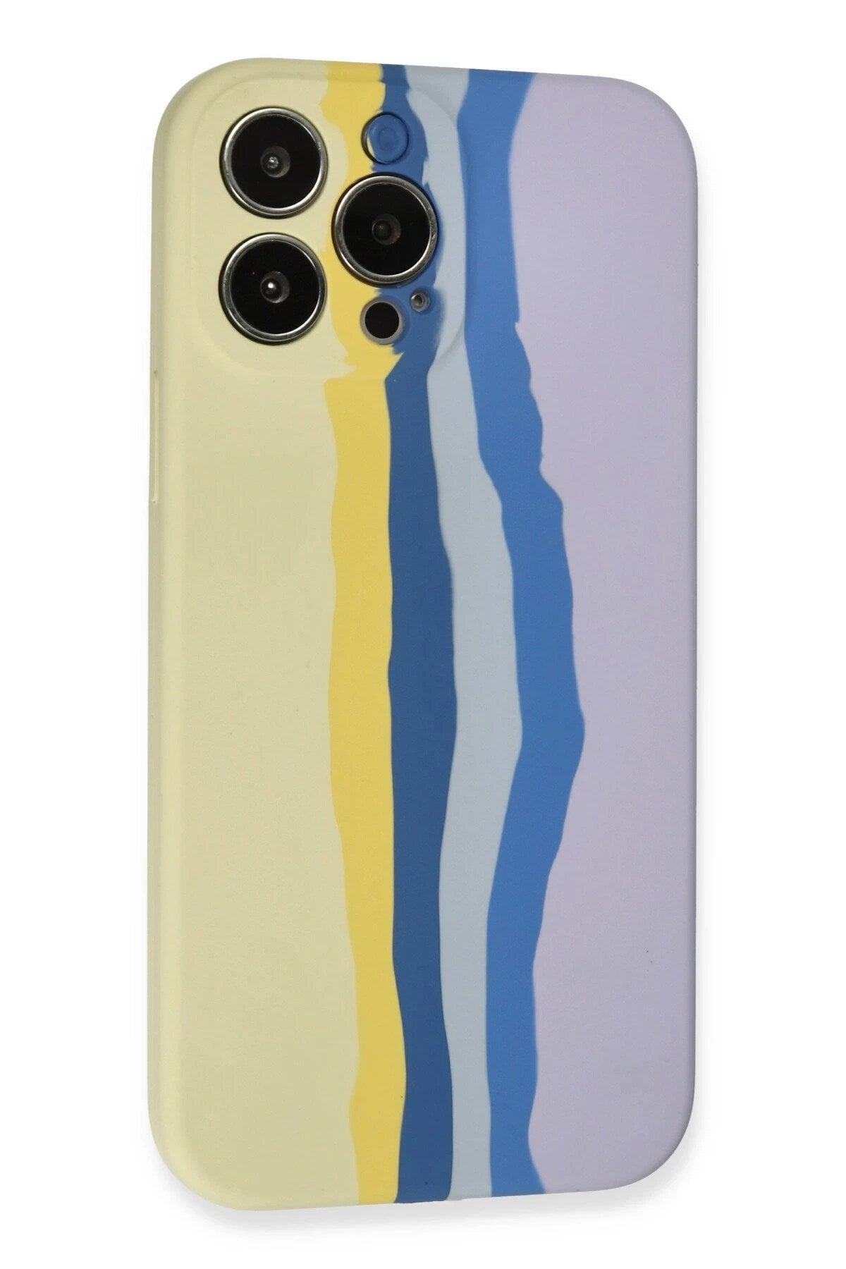 Mey İthalat® iPhone 13 Pro Kılıf Ebruli Lansman Silikon - Sarı-Lila