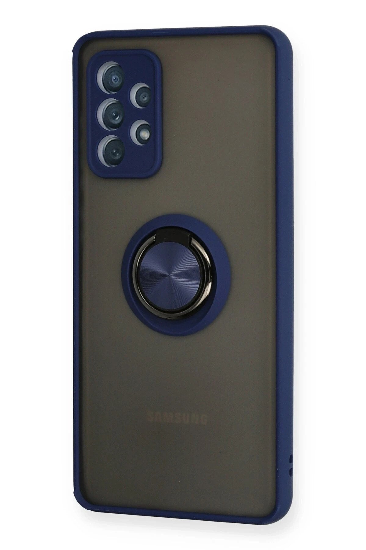 Mey İthalat® Samsung Galaxy A72 Kılıf Montreal Yüzüklü Silikon Kapak - Lacivert