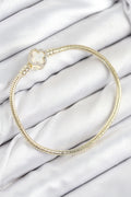 Mey İthalat® Pirinç Charm Zirkon Taşlı Yonca Model Gold Renk Kadın Bileklik