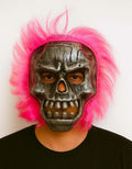 Mey İthalat® Wild Skull - Gümüş Kafatası Pembe Saçlı İskelet Maske