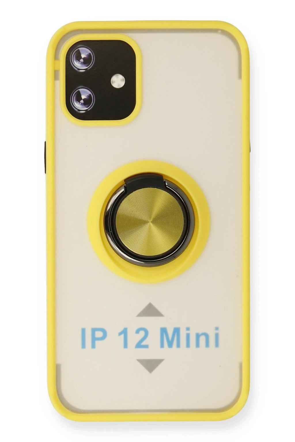 Mey İthalat® iPhone 12 Mini Kılıf Montreal Yüzüklü Silikon Kapak - Sarı